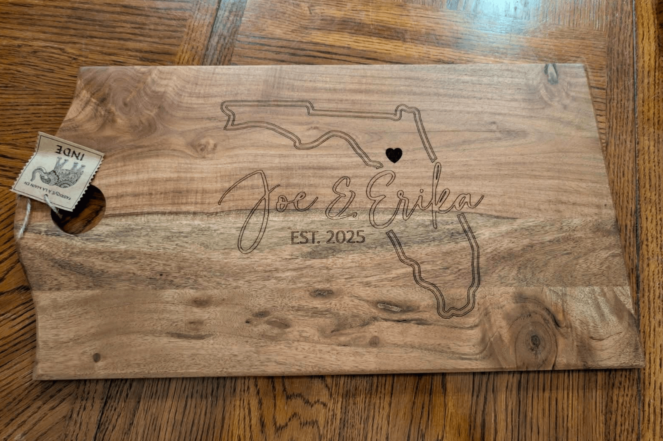 Florida Cutting Board — laser engraving on hardwood, Gainesville FL