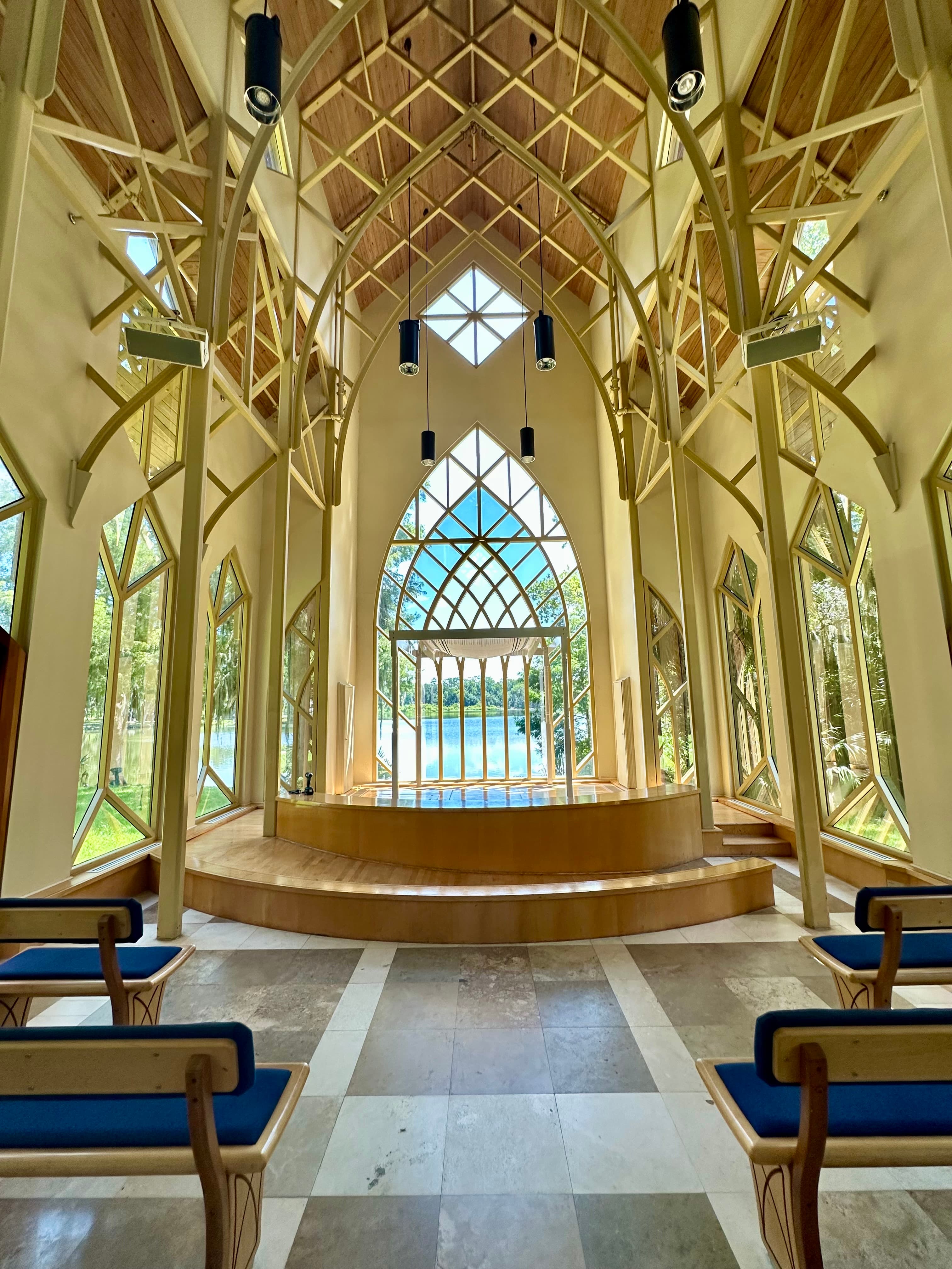 Baughman chapel interior with integrated millwork throughout