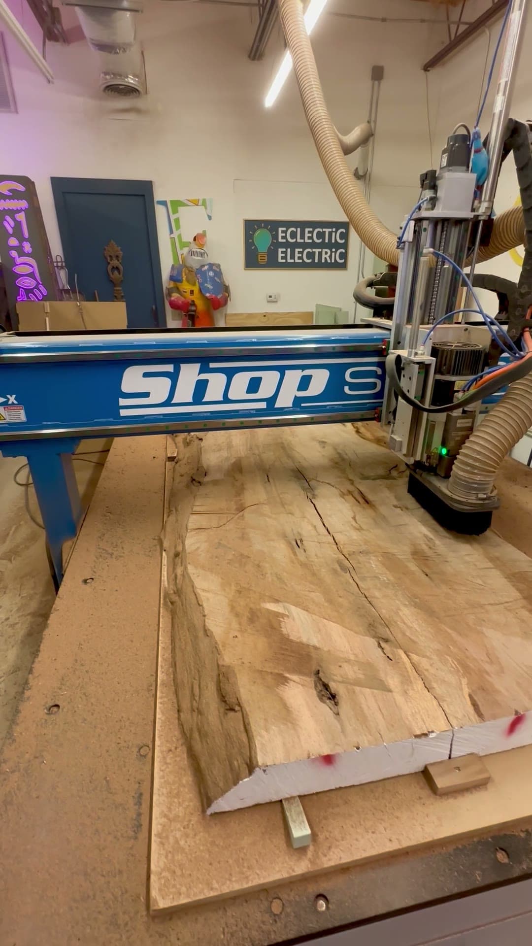 Live-edge slab surfacing, third pass detail