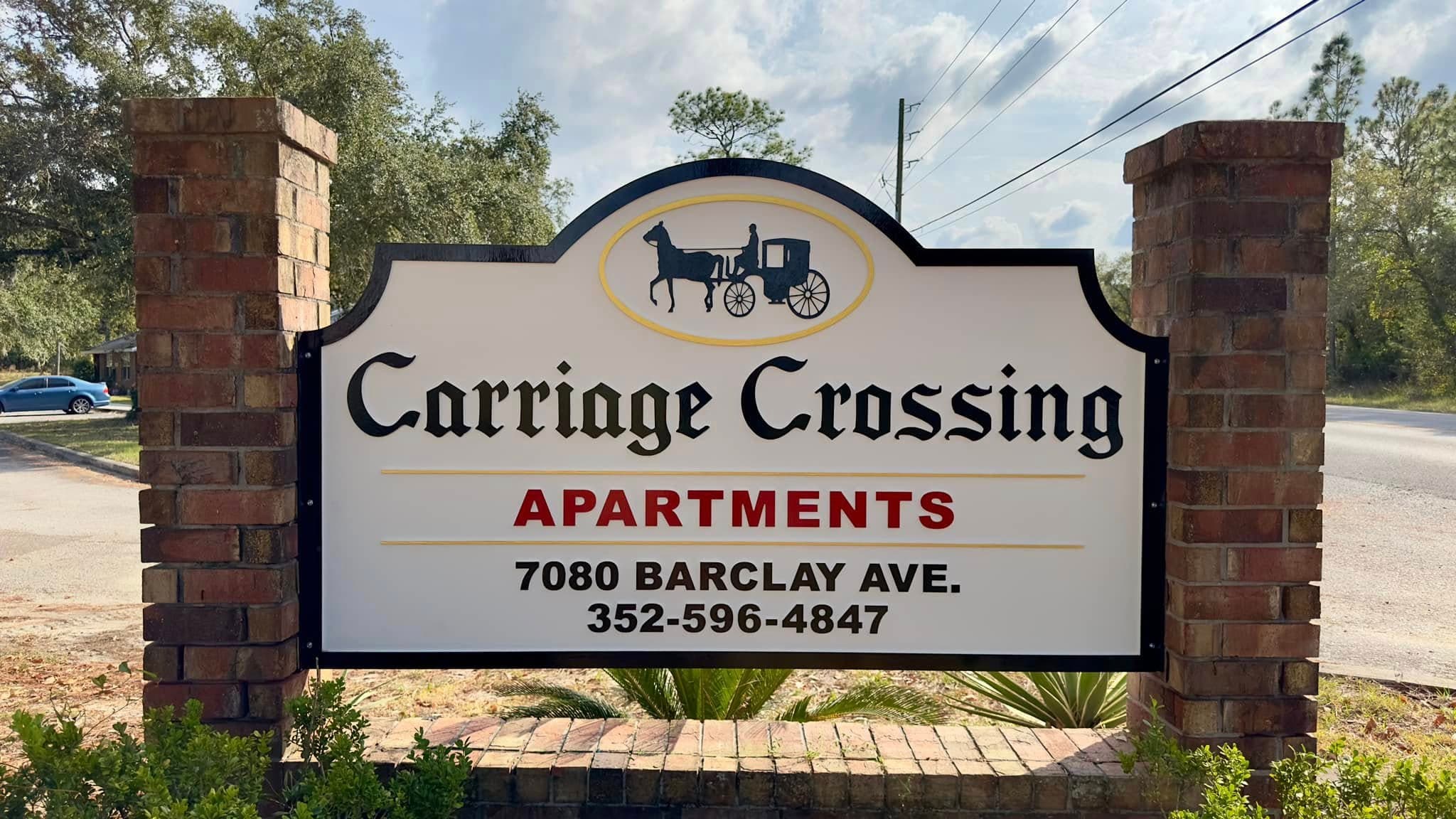 Carriage Crossing apartments monument sign
