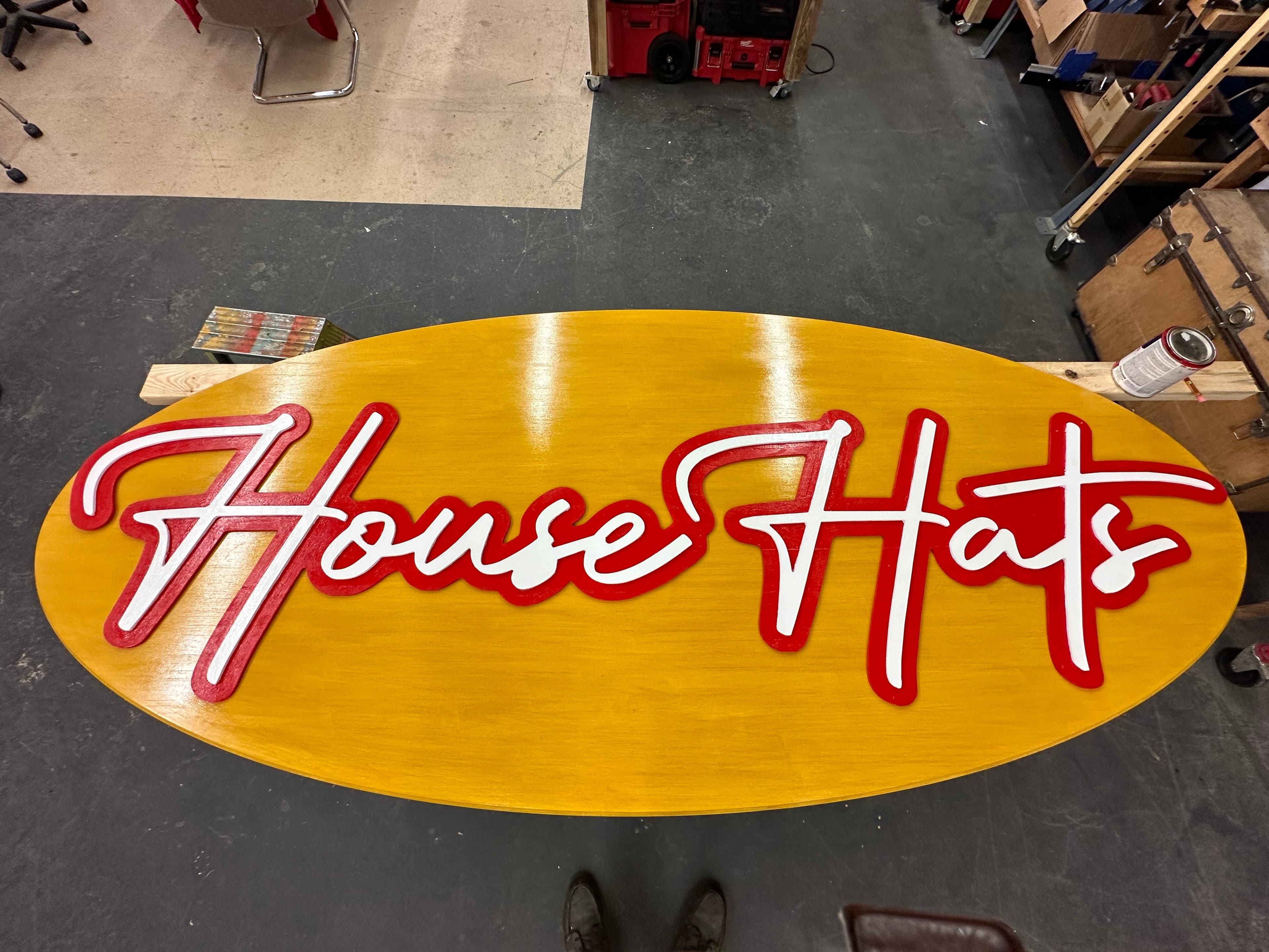 House Hats dimensional retail sign closeup