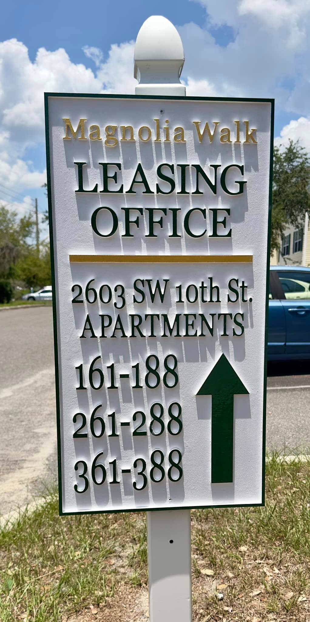 Magnolia Walk leasing office directional sign