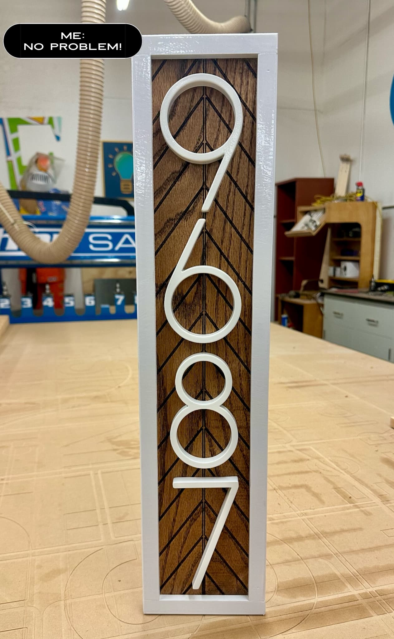 Carved wood post address sign 9687